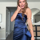 Navy blue tube top waist slim hip skirt homecoming dress R5549