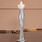 Silver sequined sleeveless fitted long ball gown R8405