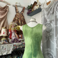 Green sleeveless slim waist maxi ball gown R6140