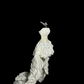 White strapless fitted waist slim-fitting ball gown with retro floral pattern R8109