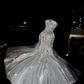 White strapless rhinestone-embellished fitted long ball gown R7019
