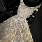 Light apricot halter-neck A-line long ball gown/bridal dress R8746