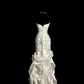 White strapless, fitted waist, pleated, full skirt, long ball gown R6660