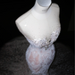 White sequined tube top pattern waist slim hip long skirt, prom dress R5629