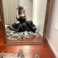 Black strapless, fitted waist, full skirt, long ball gown R8836