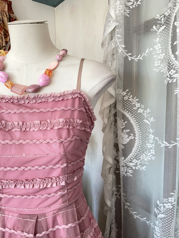 Pink halter-neck A-line mini ball gown R6340