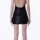Black halter neck sexy open back vivid hip sequin skirt homecoming dress R4680