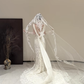 White sleeveless V-neck lace waist slim fishtail sexy long dress bridal gown R6061
