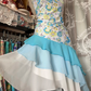 Blue floral print strapless fitted mini dress, ball gown R6260