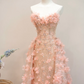 Light pink strapless fitted long ball gown, bridal dress R8896