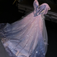 Light purple gradient strapless fitted waist long ball gown/bridal dress R8776