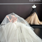 White tube top slim waist puffy skirt tulle bridal dress R6041