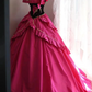 Barbie pink fitted bob with a full skirt, long ball gown, bridal dress R6819