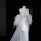 White tube top sequined waist slim sexy long skirt, prom dress R5665
