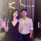 Purple sequined halter-neck fitted long ball gown R7059