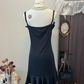 Black halter neckline 3D flower design slim waist sexy ruffle skirt homecoming dress R4318