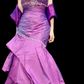 Purple strapless, fitted waist, bodycon skirt, long ball gown R8687