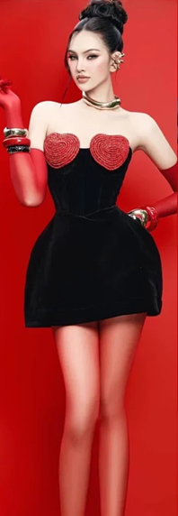 Black tube top slim waist princess puffy skirt short skirt homecoming dress R4560