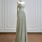 Mint green strapless fitted long ball gown R8153