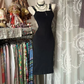 Black halter-neck fitted midi ball gown R7572