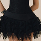 Black suspender design, slim waist, A-line irregular skirt, homecoming dress R4600