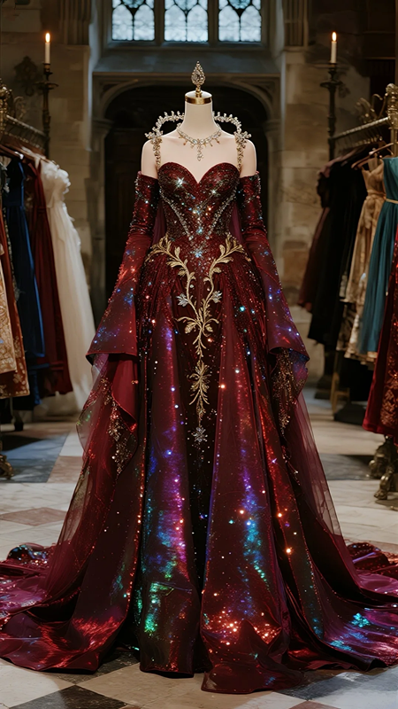 Red strapless slim waist satin sequin elegant long dress ball gown, bridal gown R6101