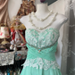 Light green tube top slim waist A-line temperament long skirt ball gown R6181