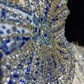 White bottom tube top butterfly design diamond waist A-line short skirt homecoming dress R5009
