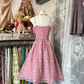 Pink halter-neck A-line mini ball gown R6340