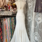 White halter neck slim waist hip fishtail sexy long ball gown R6221