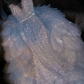 Light blue sequined halter-neck fitted long ball gown/bridal dress R8806