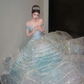 Light blue off-the-shoulder fitted bodice ball gown/bridal dress R8652