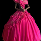 Barbie pink fitted bob with a full skirt, long ball gown, bridal dress R6819