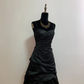 Black strapless fitted short ball gown R8683