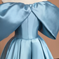 Light blue off-the-shoulder fitted waist long ball gown R8495