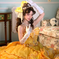Yellow retro strapless waist-cinching elegant ball gown/bridal dress R7252