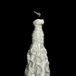 White strapless, fitted waist, pleated, full skirt, long ball gown R6660