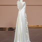 Off-white halter-neck straight long ball gown, bridal dress R8318