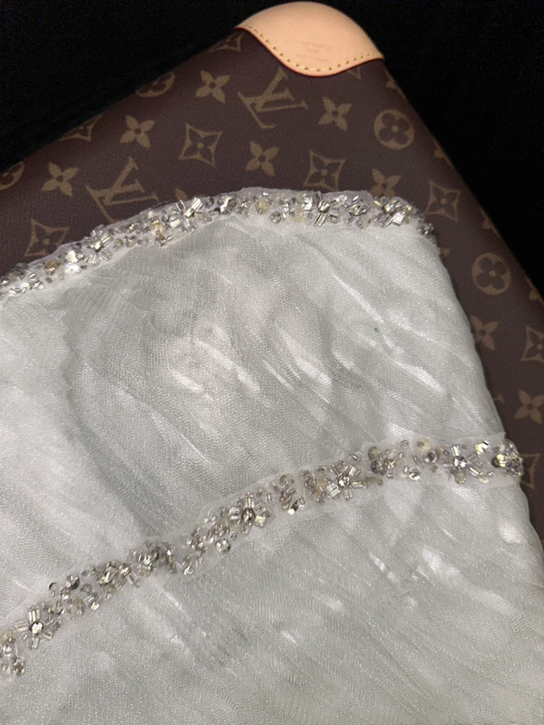 White strapless rhinestone-embellished fitted long ball gown R7019