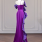 Purple halter neckline, bow-tie, fitted long ball gown R8260