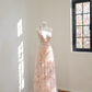 Light pink halter neck fitted waist sequined long ball gown/bridal dress R8531