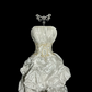 White strapless fitted waist slim-fitting ball gown with retro floral pattern R8109