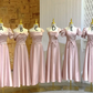 Pink Pink satin waist-cinched, slim-fit and figure-flattering ball gown, bridesmaid dress R5941