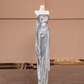 Silver sequined sleeveless fitted long ball gown R8405