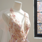 Light pink halter neck fitted waist sequined long ball gown/bridal dress R8531