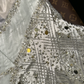 White strapless rhinestone-embellished fitted long ball gown R7019