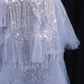 Light blue halter-neck fitted long ball gown R8926