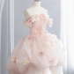 Light pink strapless, fitted waist, full skirt, long ball gown R8435