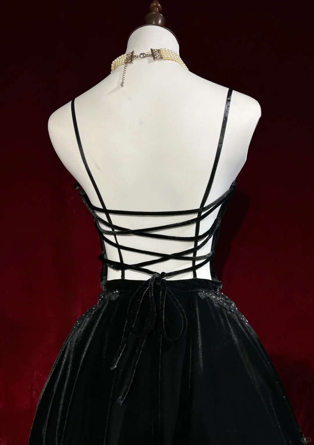 Black halter back sexy lace skirt short skirt homecoming dress R4927