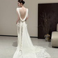 White sleeveless V-neck lace waist slim fishtail sexy long dress bridal gown R6061